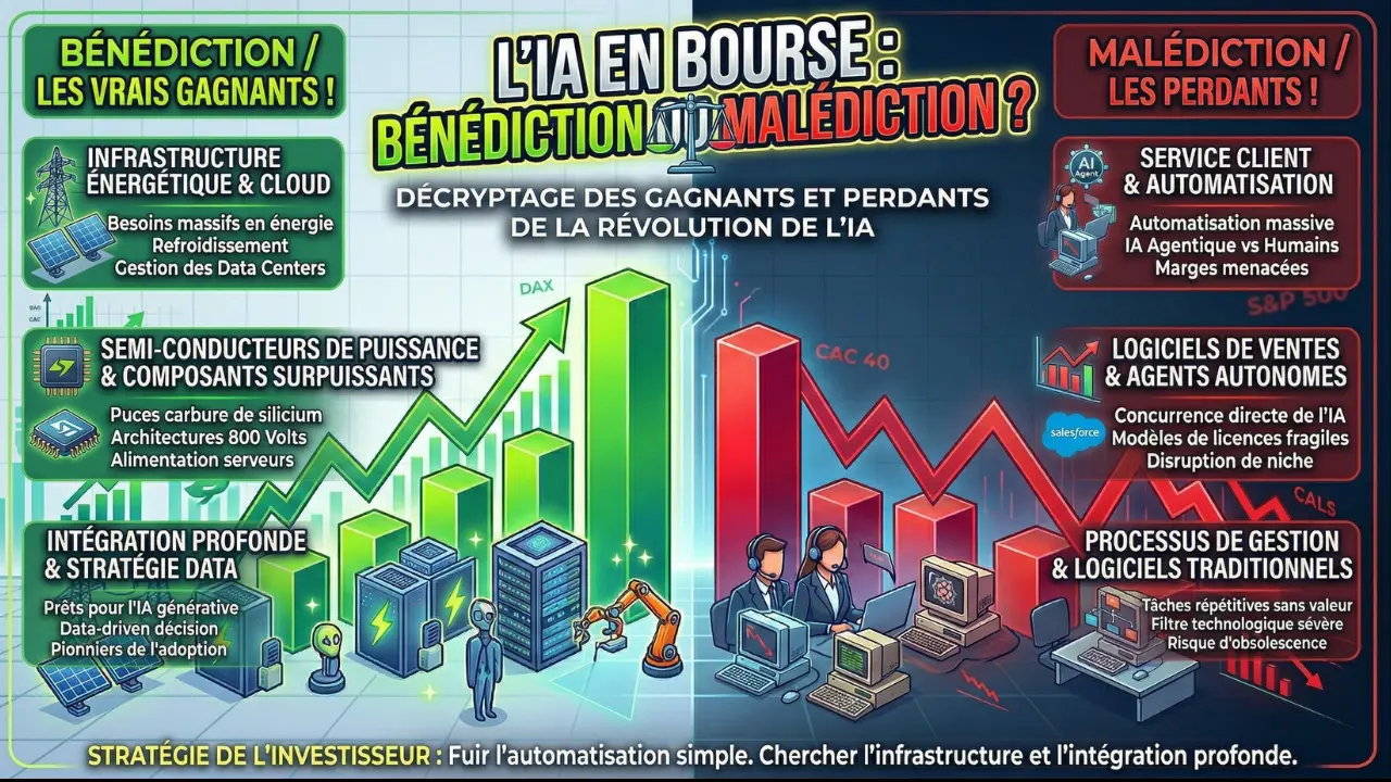 Infographie — Bourse : Rotation sectorielle, tensions douanières et choc de l’IA – Les gagnants et perdants de la semaine