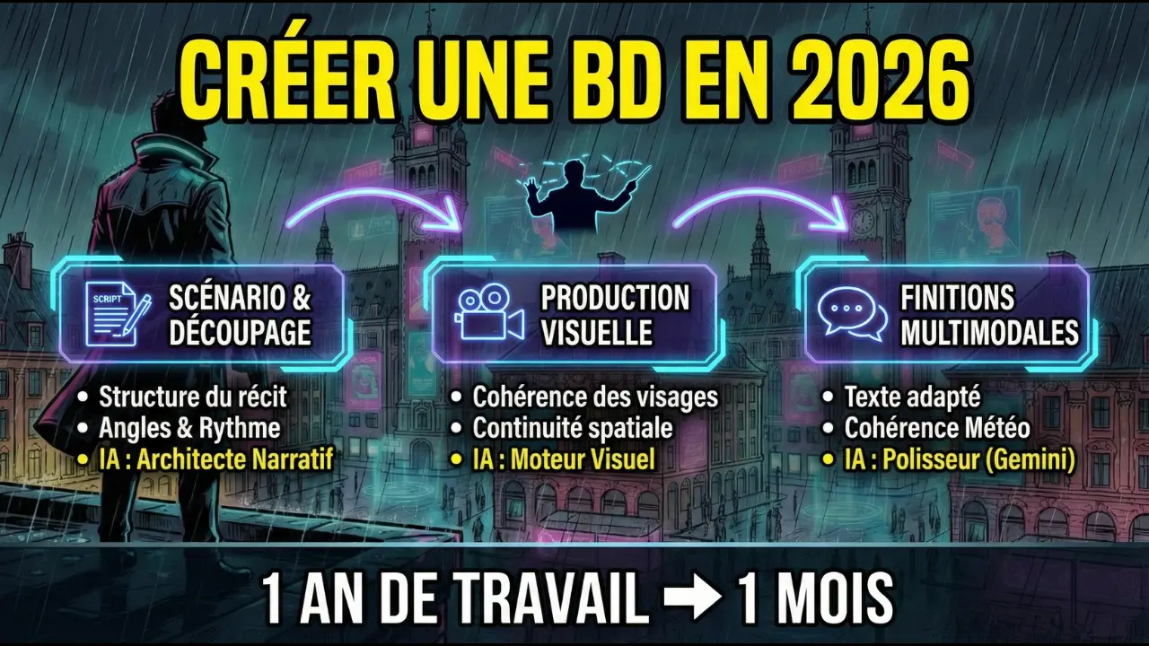 Infographie — Créer une bande dessinée avec l’IA : promesses, limites et nouveau rôle du créateur