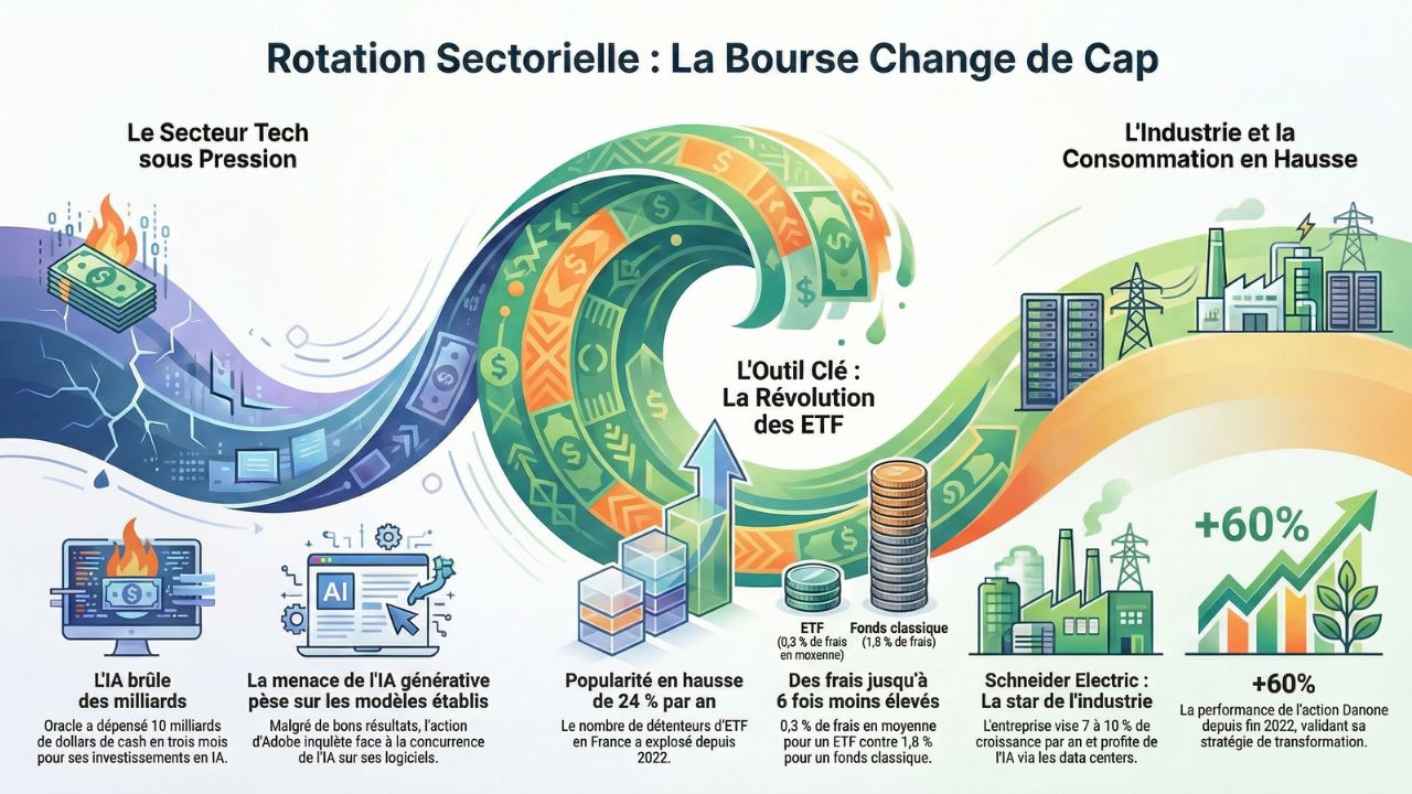 Infographie — Fed, IA, industrie, ETF : les clés pour comprendre les mouvements de la semaine