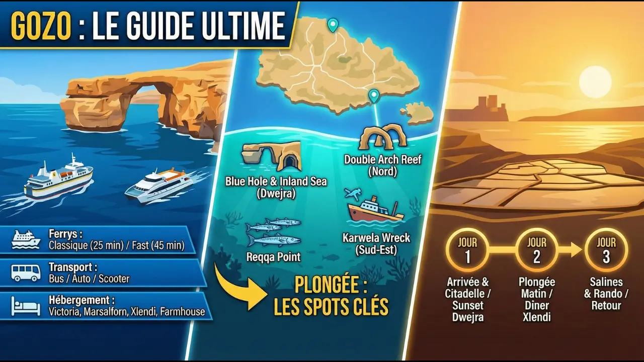 Infographie — Gozo : l’île maltaise où l’on ralentit, plonge… et reste