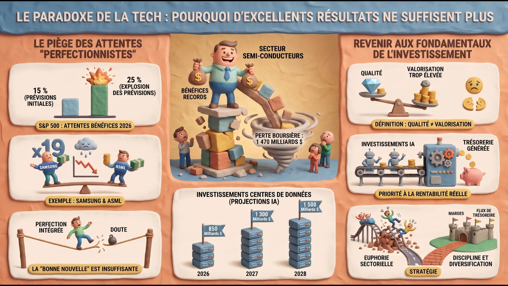 Infographie — Hebdo Bourse du 18 juillet 2026 : les semi-conducteurs chutent, les banques résistent
