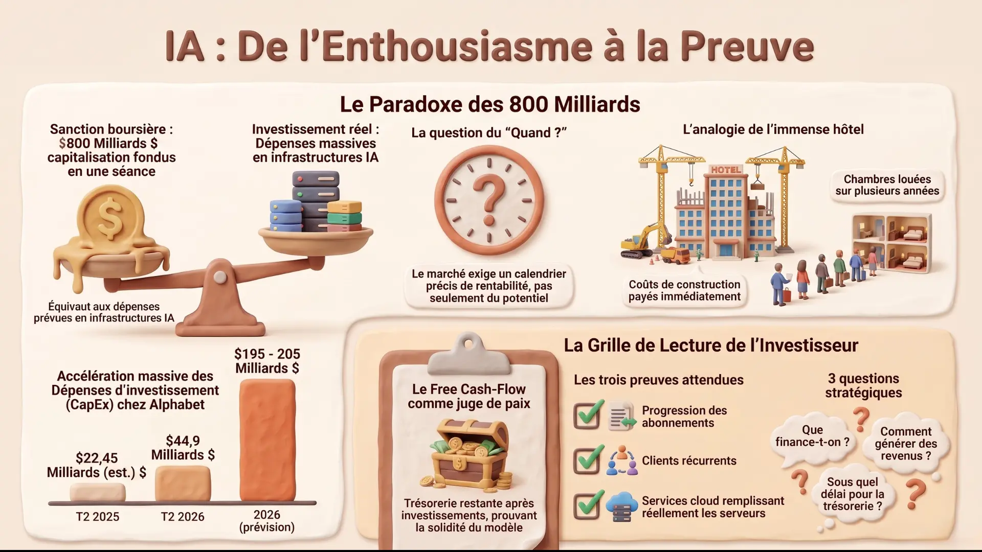 Infographie — Hebdo Bourse du 25 juillet 2026 : la facture de l'IA rattrape les marchés