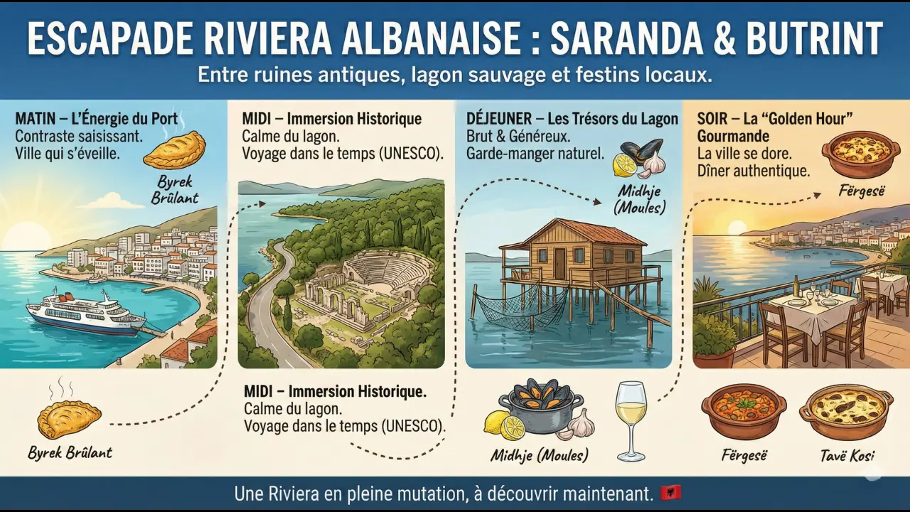 Infographie — Saranda – 48h sur l’autre rive de la Méditerranée